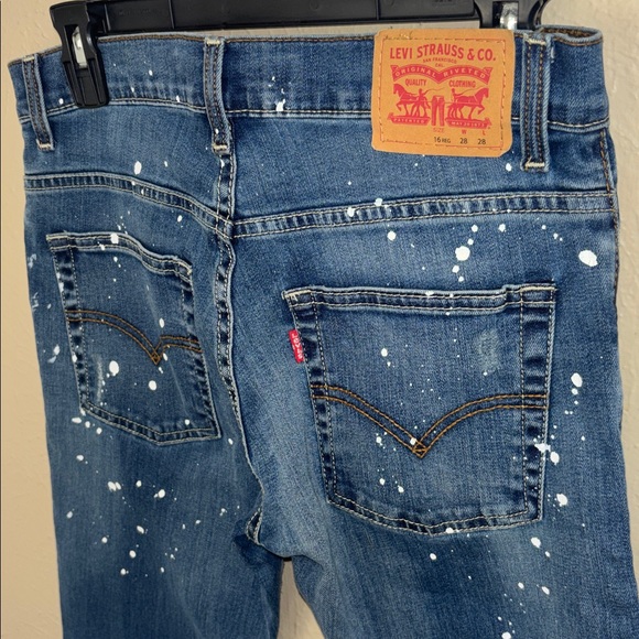 Levi’s 511 SlimFit Low Rise Medium Wash Distressed Paint Splatter Distress Jean - Picture 8 of 10